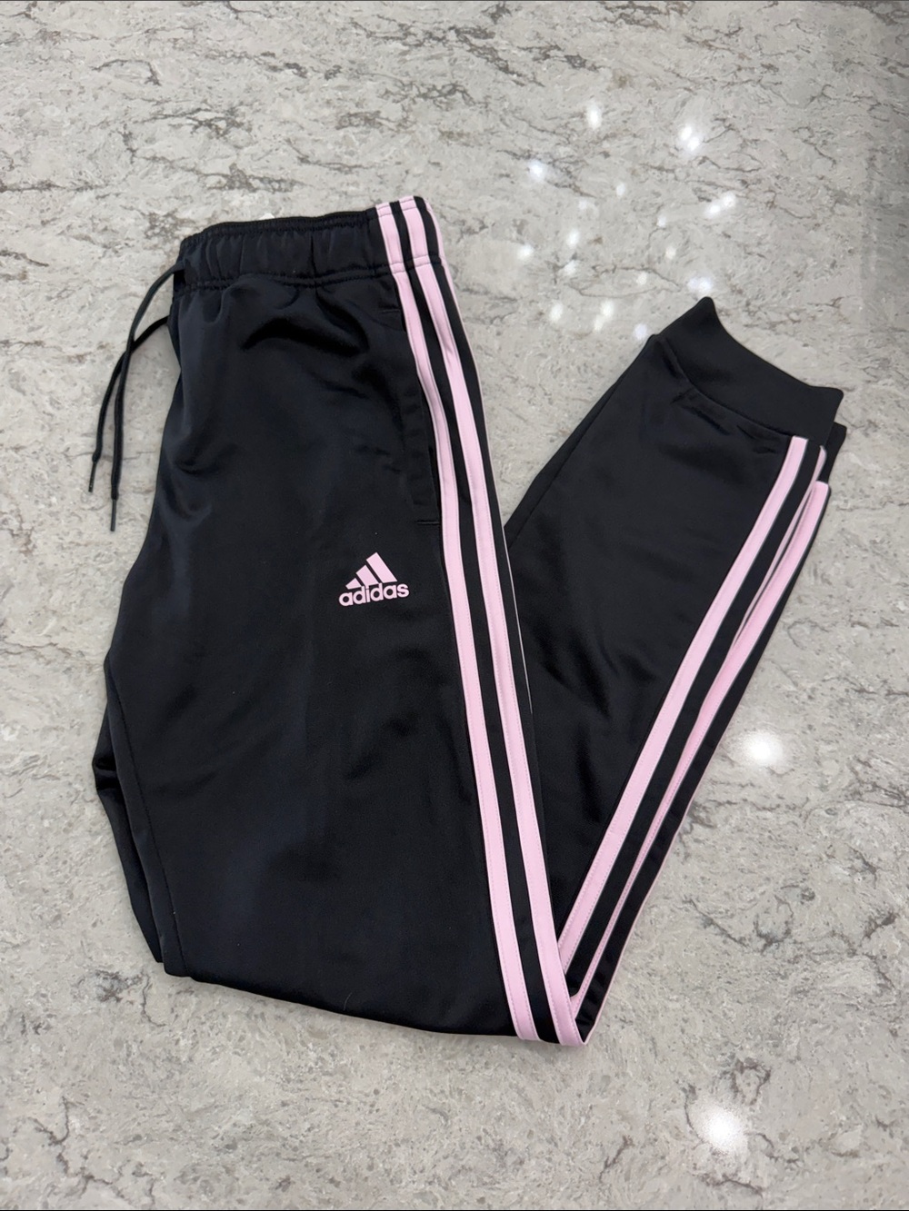 Adidas Brand Black Sweatpants with Pink Side Stripes